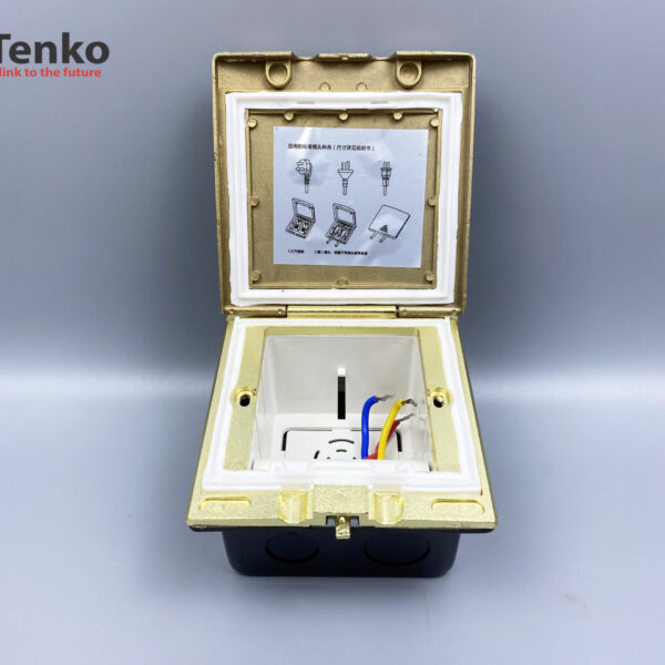 Hộp Điện Âm Sàn Chống Nước Chất Liệu Đồng Cao Cấp Tenko TK-J06 Màu Vàng