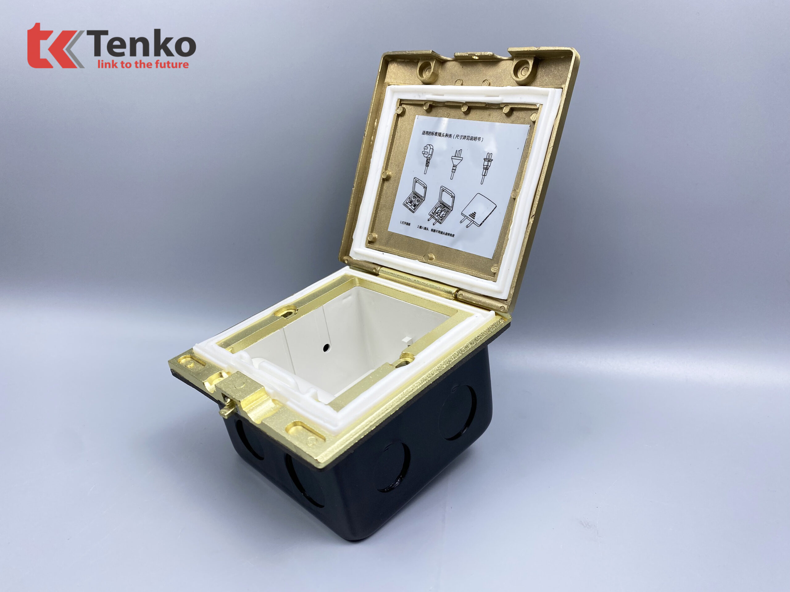 Hộp Điện Âm Sàn Chống Nước Chất Liệu Đồng Cao Cấp Tenko TK-J06 Màu Vàng