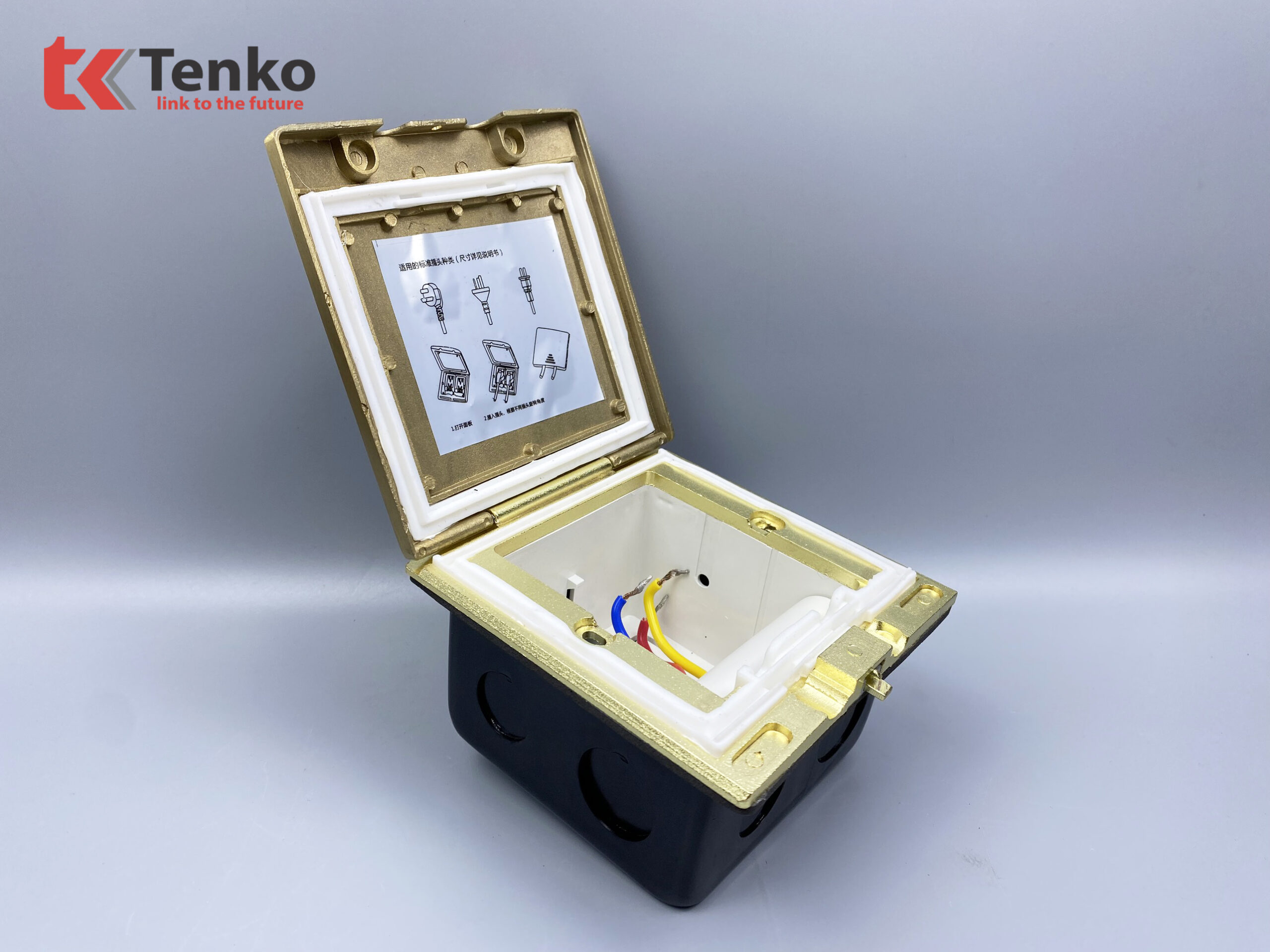 Hộp Điện Âm Sàn Chống Nước Chất Liệu Đồng Cao Cấp Tenko TK-J06 Màu Vàng