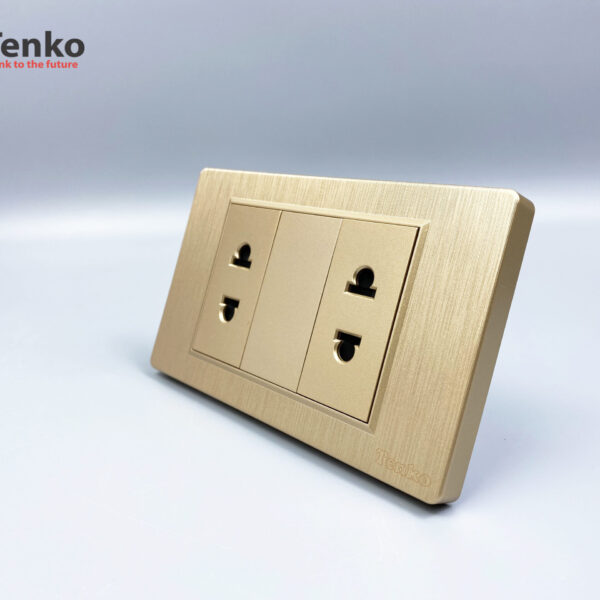 Ổ Cắm Đôi 2 Chấu Âm Tường Mặt Nhựa Vân Xước Cao Cấp Tenko TK-C5-019