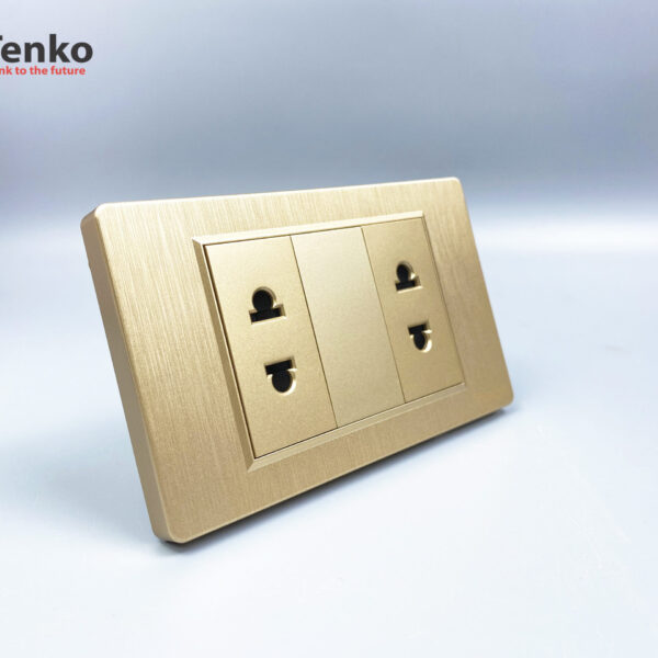 Ổ Cắm Đôi 2 Chấu Âm Tường Mặt Nhựa Vân Xước Cao Cấp Tenko TK-C5-019
