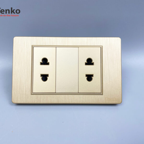 Ổ Cắm Đôi 2 Chấu Âm Tường Mặt Nhựa Vân Xước Cao Cấp Tenko TK-C5-019