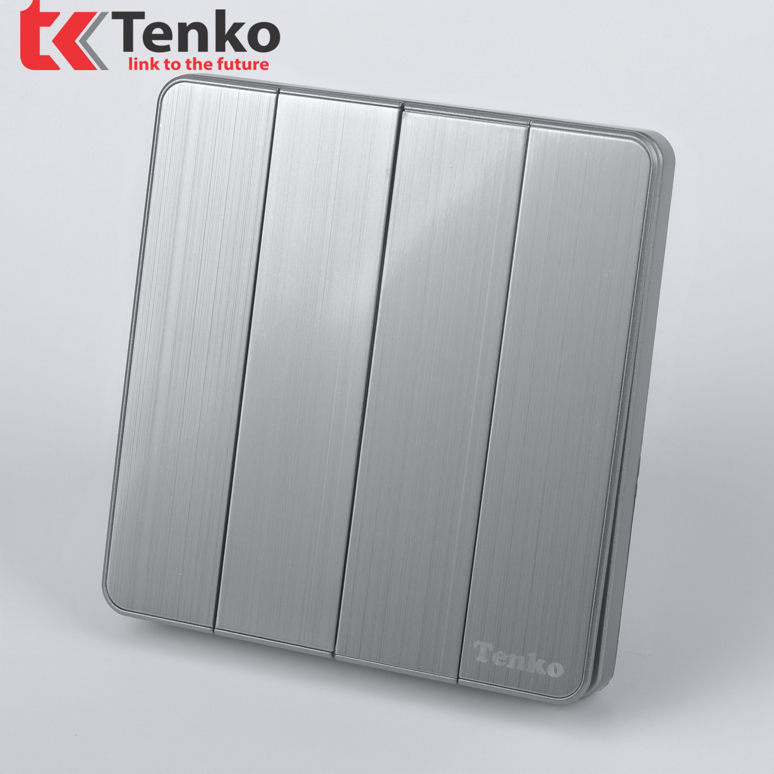 Công Tắc 4 Nút Tràn Viền Hợp Kim Cao Cấp Màu Ghi Xám Chính Hãng Tenko TK-DA-04