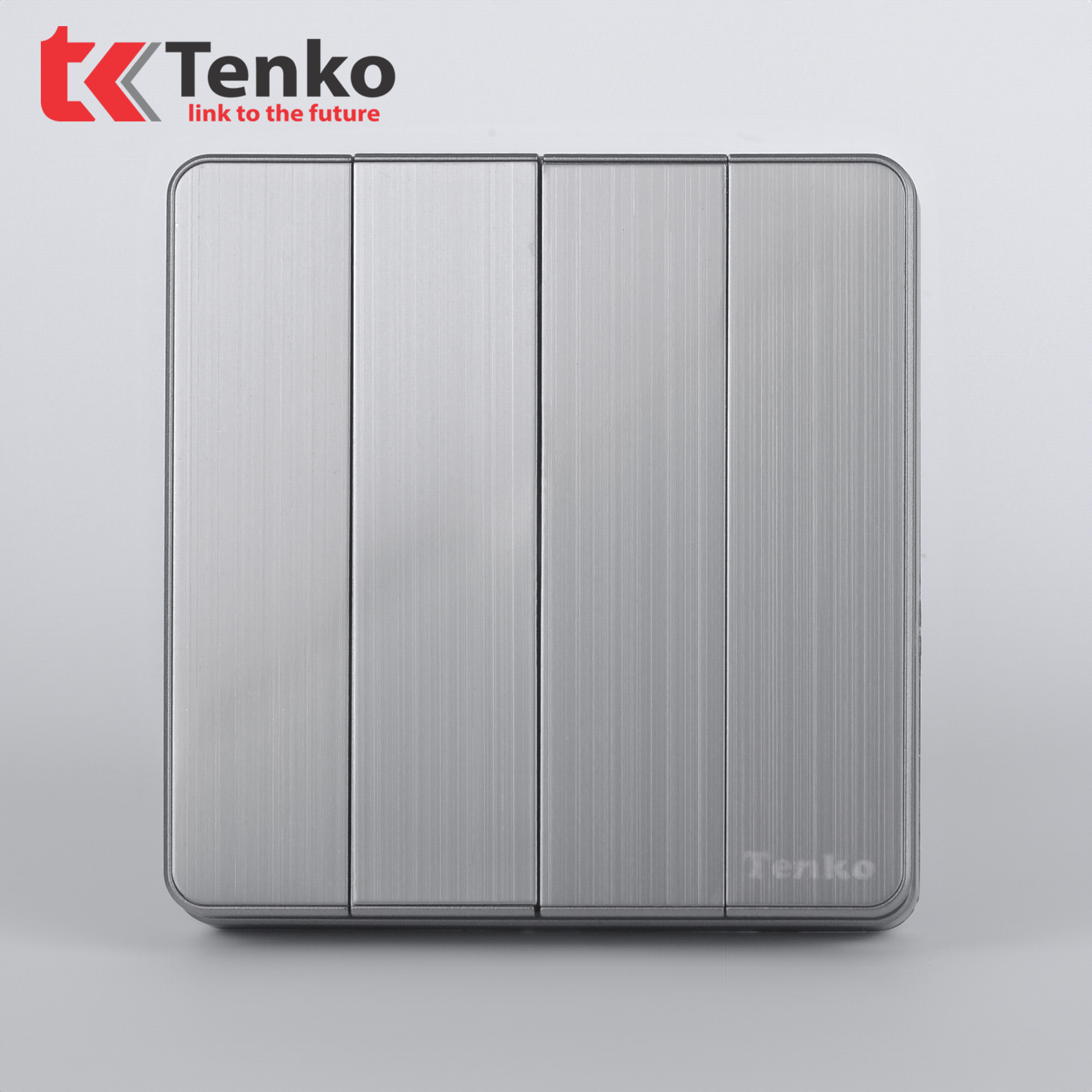 Công Tắc 4 Nút Tràn Viền Hợp Kim Cao Cấp Màu Ghi Xám Chính Hãng Tenko TK-DA-04