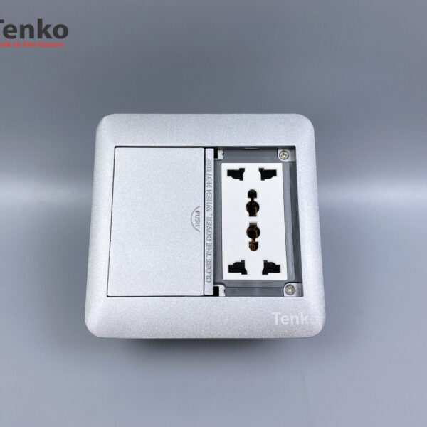 Ổ Cắm Điện Đôi 3 Chấu Âm Sàn Tích Hợp 2 Cổng LAN, USB và HDMI Chính Hãng Tenko TK-DS-111S02 Bạc