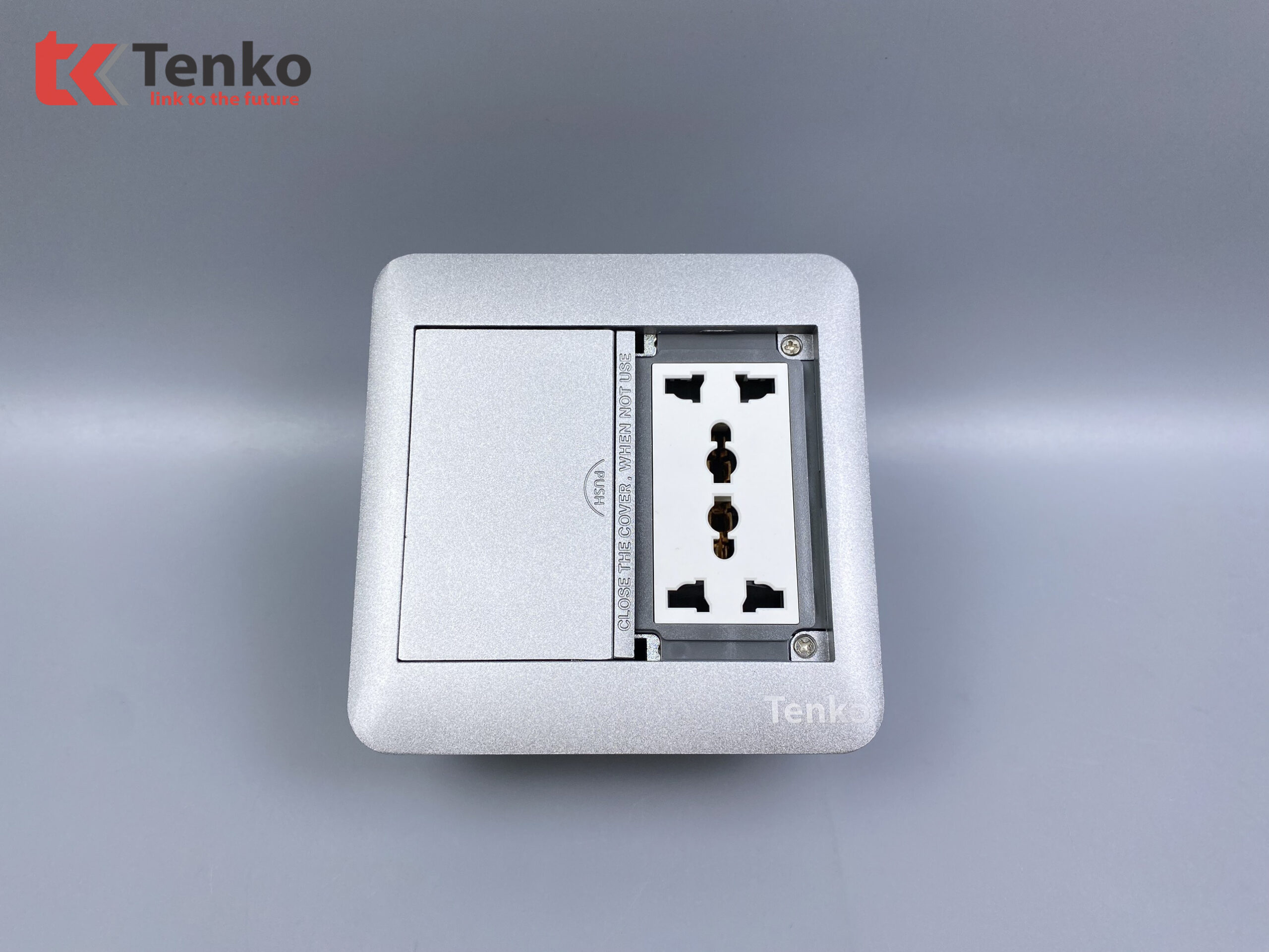 Ổ Cắm Điện Đôi 3 Chấu Âm Sàn Tích Hợp 2 Cổng LAN, USB và HDMI Chính Hãng Tenko TK-DS-111S02 Bạc