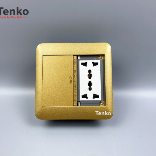 Ổ Cắm Điện Âm Sàn Kèm Cổng Mạng, Cổng Âm Thanh và MIDI 8PIN Tenko TK-DS-111S08 Vàng