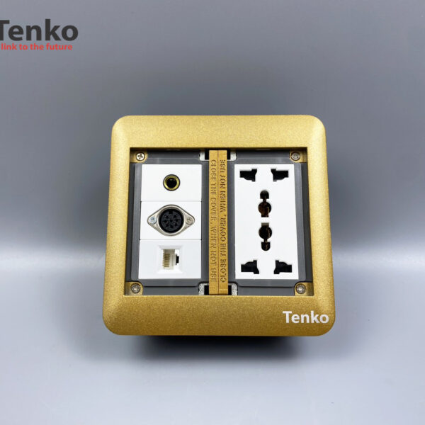 Ổ Cắm Điện Âm Sàn Kèm Cổng Mạng, Cổng Âm Thanh và MIDI 8PIN Tenko TK-DS-111S08 Vàng
