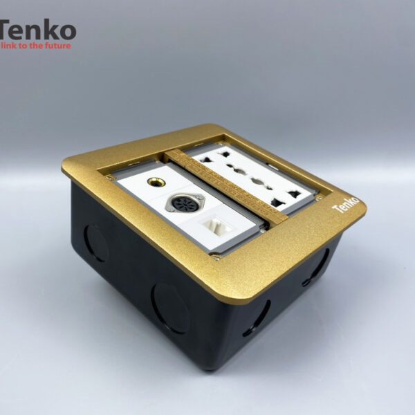 Ổ Cắm Điện Âm Sàn Kèm Cổng Mạng, Cổng Âm Thanh và MIDI 8PIN Tenko TK-DS-111S08 Vàng