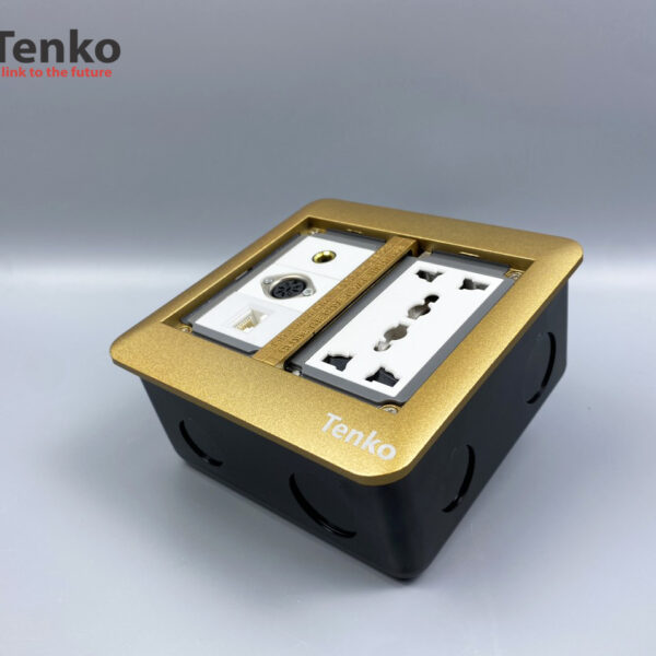 Ổ Cắm Điện Âm Sàn Kèm Cổng Mạng, Cổng Âm Thanh và MIDI 8PIN Tenko TK-DS-111S08 Vàng