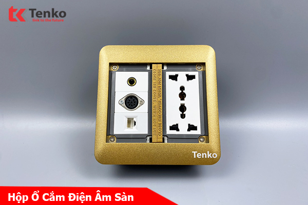 Ổ Cắm Điện Âm Sàn Kèm Cổng Mạng, Cổng Âm Thanh và MIDI 8PIN Tenko TK-DS-111S08 Vàng