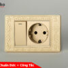 Ổ cắm chuẩn Đức kèm công tắc đèn mặt hoa văn cổ điển
