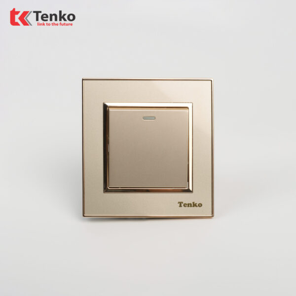 Công Tắc 1 Nút Âm Tường Mặt Nhựa Vàng Viền Vàng Tenko TK-F66-01
