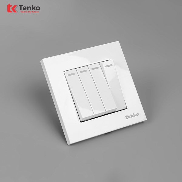 Công Tắc Âm Tường 4 Nút Mặt Nhựa Trắng Chính Hãng Tenko TK-TT-04
