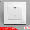 Công tắc công suất cao 20A cho nóng lạnh và điều hoà mặt vuông trắng Tenko TK-TT-87