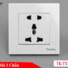 Ổ cắm đôi 3 chấu âm tường mặt nhựa trắng tenko TK-TT-18