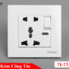 Ổ cắm đôi 3 chấu kèm công tắc âm tường mặt nhựa trắng tenko TK-TT-28
