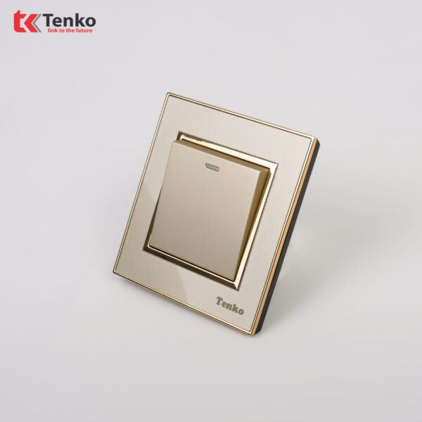 Công Tắc 1 Nút Âm Tường Mặt Nhựa Vàng Viền Vàng Tenko TK-F66-01