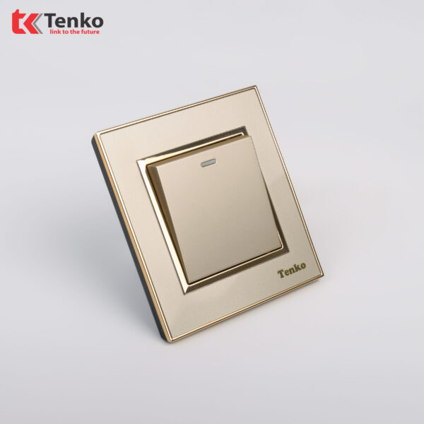 Công Tắc 1 Nút Âm Tường Mặt Nhựa Vàng Viền Vàng Tenko TK-F66-01