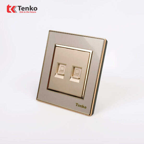 Ổ Cắm 2 Mạng LAN (RJ45) Mặt Nhựa Vàng Tenko TK-F66-52