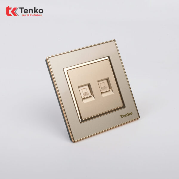 Ổ Cắm 2 Mạng LAN (RJ45) Mặt Nhựa Vàng Tenko TK-F66-52