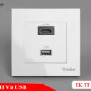 ổ cắm HDMI và USB âm tường mặt nhựa trắng Tenko TK-TT-76
