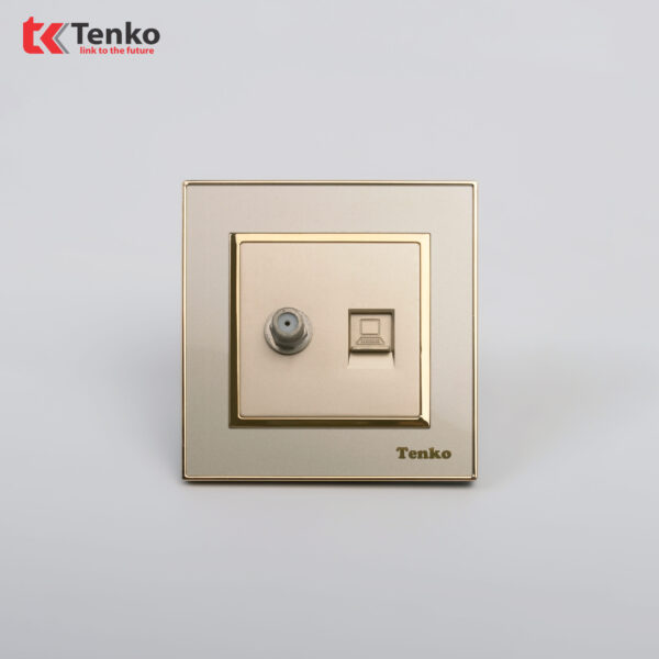 Ổ Cắm TV Kèm Ổ Cắm Mạng LAN Mặt Nhựa Vàng TK-F66-51
