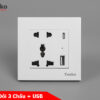 ổ cắm đôi 3 chấu kèm usb sạc