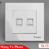ổ cắm mạng và phone mặt nhựa trắng Tenko TK-TT-52