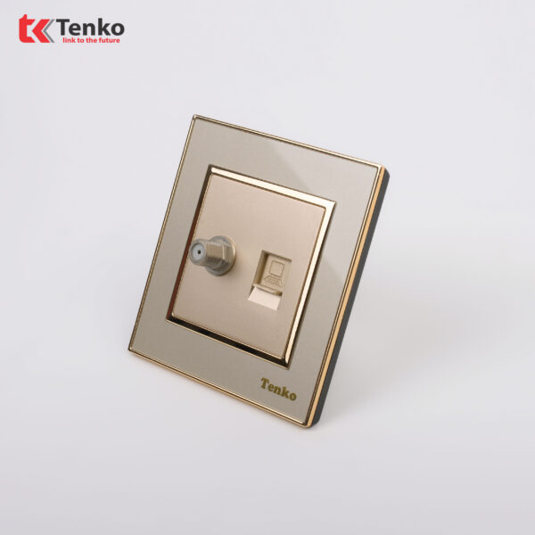 Ổ Cắm TV Kèm Ổ Cắm Mạng LAN Mặt Nhựa Vàng TK-F66-51
