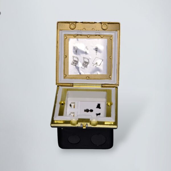 Ổ Cắm Điện Âm Sàn Chống Nước Kèm 2 Cổng Mạng LAN Tenko TK-J06-05 Màu Vàng