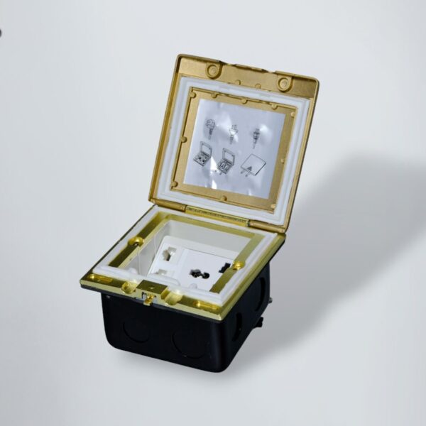 Ổ Cắm Điện Âm Sàn Chống Nước Kèm 2 Cổng Mạng LAN Tenko TK-J06-05 Màu Vàng