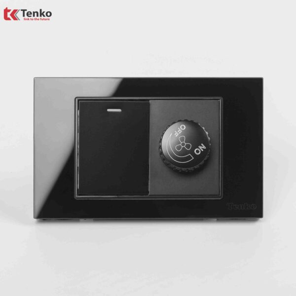 Chiết Áp Quạt+Công Tắc Mặt Kính Cường Lực Âm Tường TK-C18-087 ĐEN