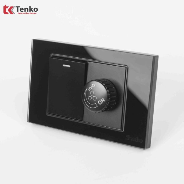 Chiết Áp Quạt+Công Tắc Mặt Kính Cường Lực Âm Tường TK-C18-087 ĐEN