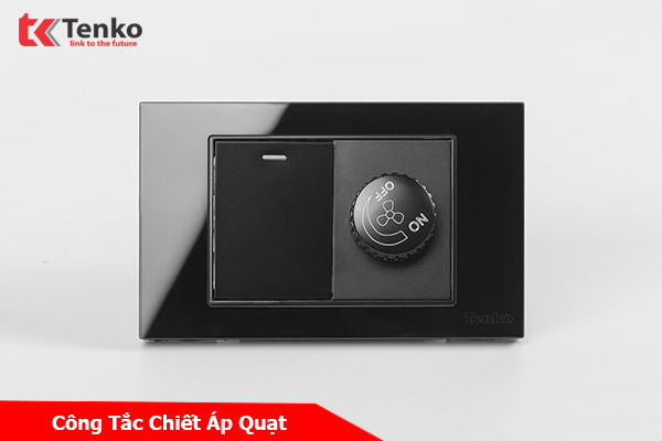 Chiết Áp Quạt+Công Tắc Mặt Kính Cường Lực Âm Tường TK-C18-087 ĐEN