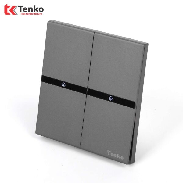 Công Tắc 2 Nút Tràn Viền Nhựa Cao Cấp Màu Xám Chính Hãng Tenko TK-T8-02