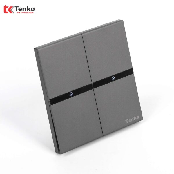 Công Tắc 2 Nút Tràn Viền Nhựa Cao Cấp Màu Xám Chính Hãng Tenko TK-T8-02