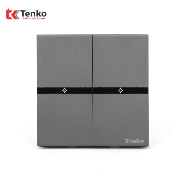 Công Tắc 2 Nút Tràn Viền Nhựa Cao Cấp Màu Xám Chính Hãng Tenko TK-T8-02