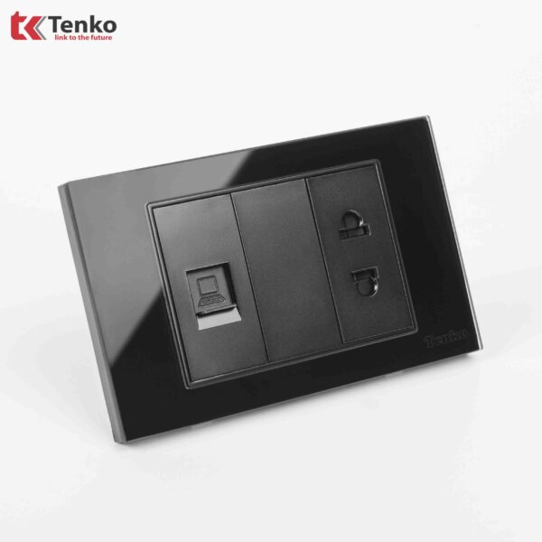 Ổ Cắm Mạng LAN Kèm Ổ Cắm Đơn Thông Dụng TK-C18-078 Đen