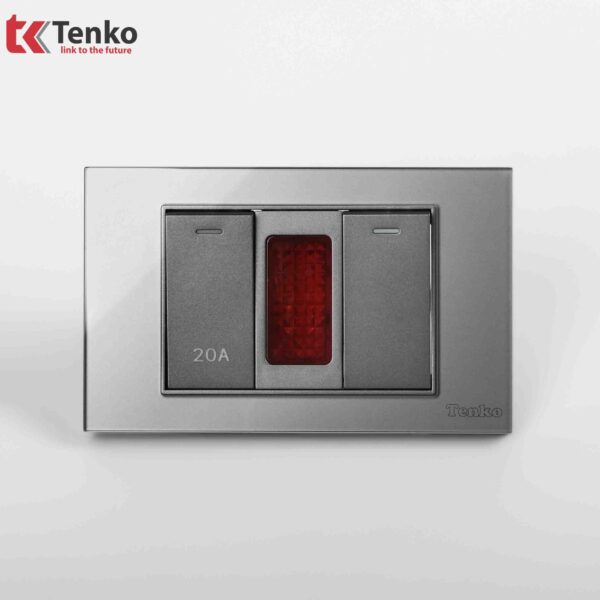 Công Tắc Đơn Và Công Tắc 20A Mặt Kính Cường Lực Xám Tenko TK-C18-081