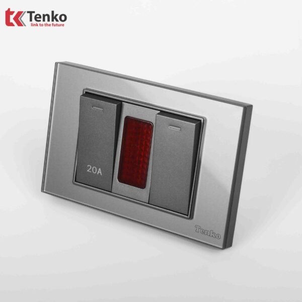 Công Tắc Đơn Và Công Tắc 20A Mặt Kính Cường Lực Xám Tenko TK-C18-081