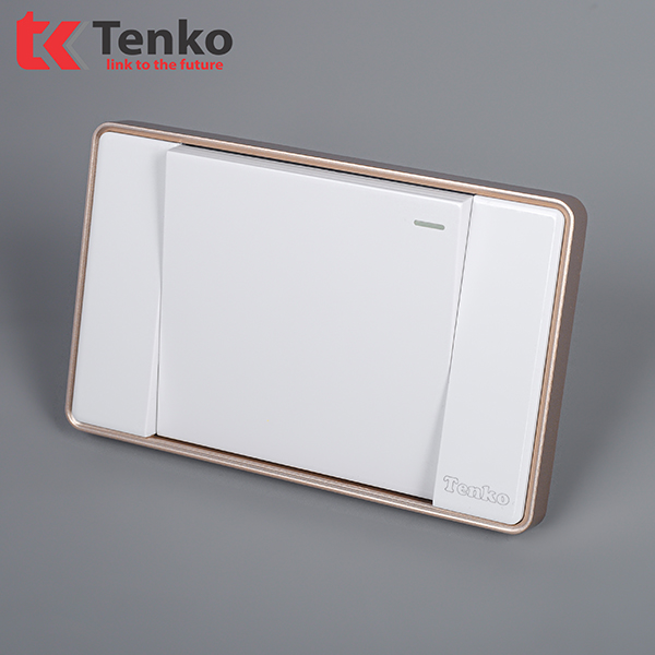 Công Tắc 1 Nút Tràn Viền Nhựa Cao Cấp Chính Hãng Tenko TK-C1-01 Trắng Viền Vàng