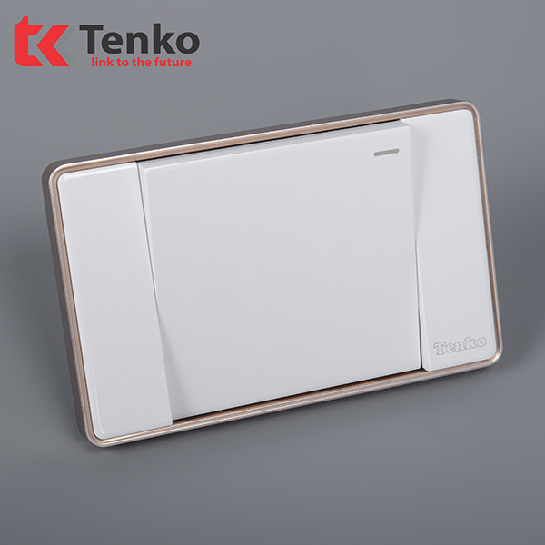 Công Tắc 1 Nút Tràn Viền Nhựa Cao Cấp Chính Hãng Tenko TK-C1-01 Trắng Viền Vàng
