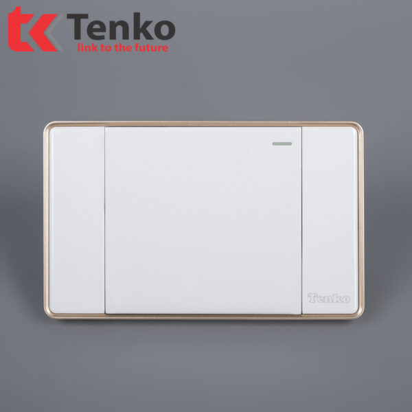 Công Tắc 1 Nút Tràn Viền Nhựa Cao Cấp Chính Hãng Tenko TK-C1-01 Trắng Viền Vàng