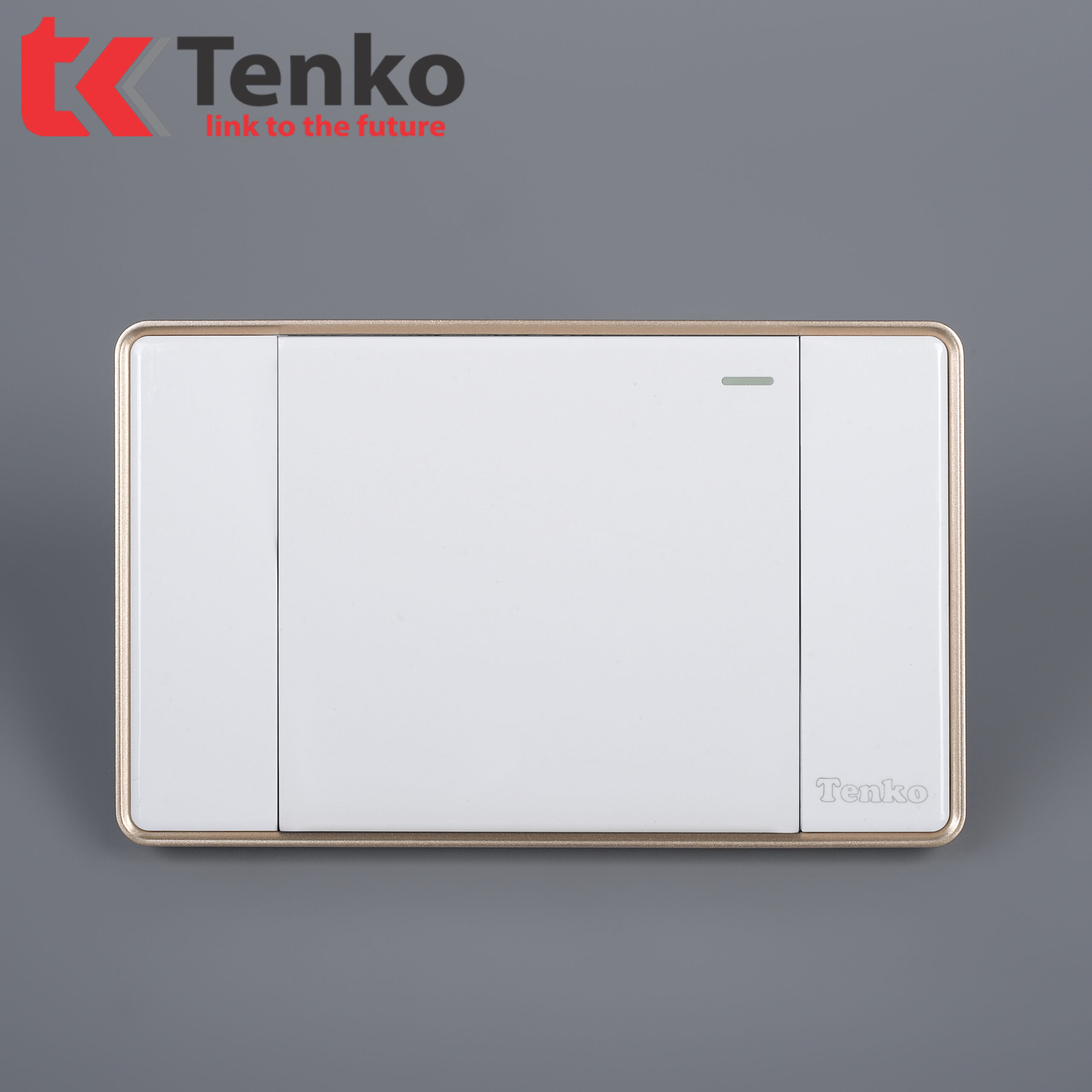 Công Tắc 1 Nút Tràn Viền Nhựa Cao Cấp Chính Hãng Tenko TK-C1-01 Trắng Viền Vàng