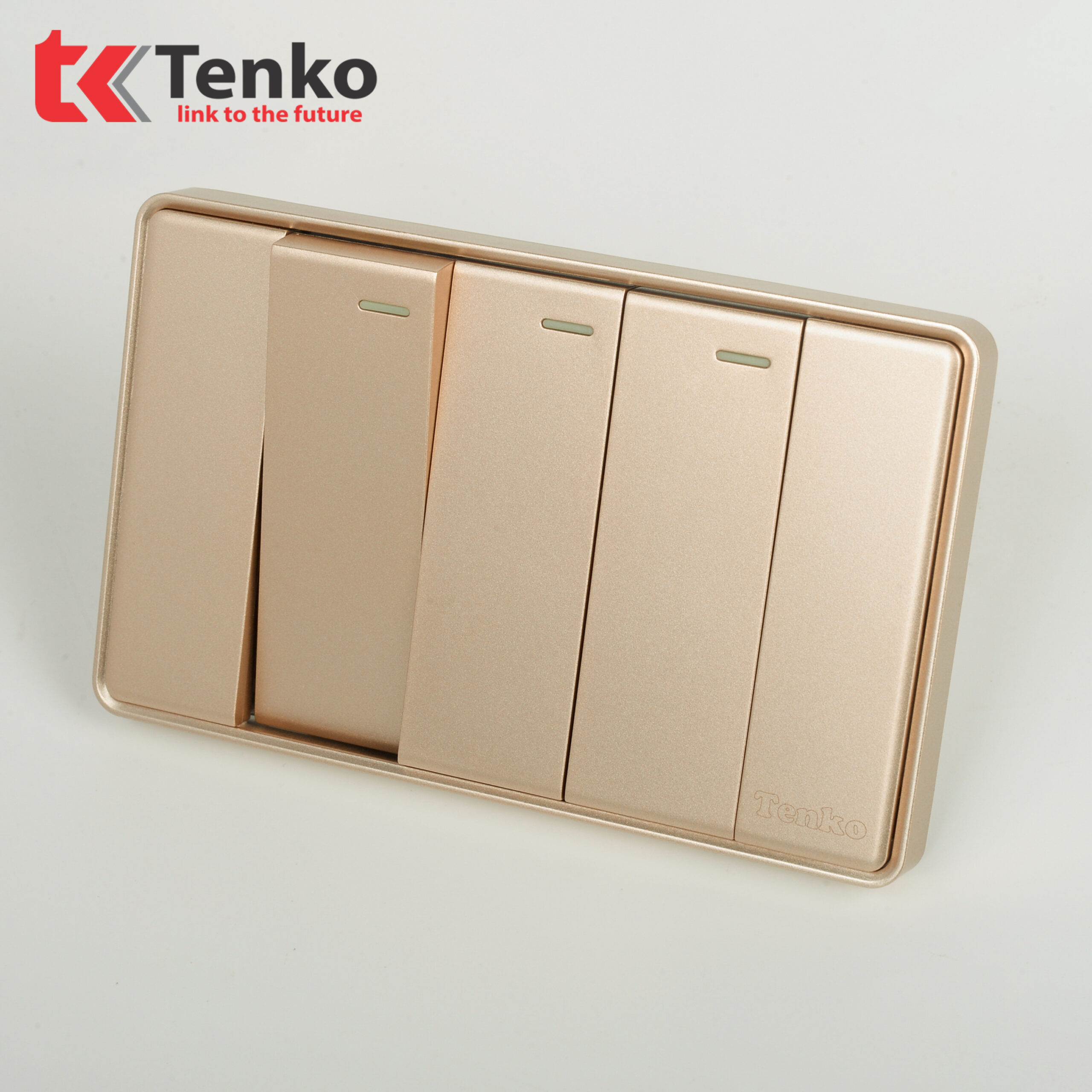 Công Tắc 3 Nút Tràn Viền Nhựa Cao Cấp Chính Hãng Tenko TK-C1-03 Vàng Viền Vàng
