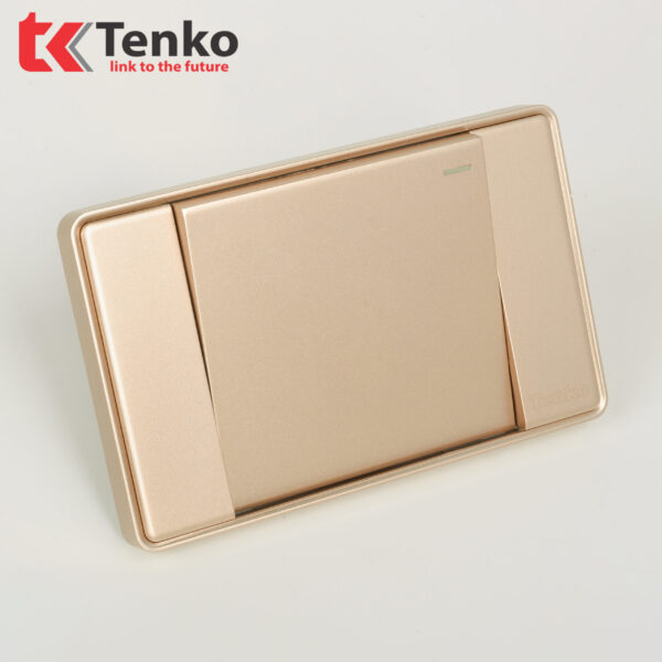 Công Tắc 1 Nút Tràn Viền Nhựa Cao Cấp Chính Hãng Tenko TK-C1-01 Vàng Viền Vàng