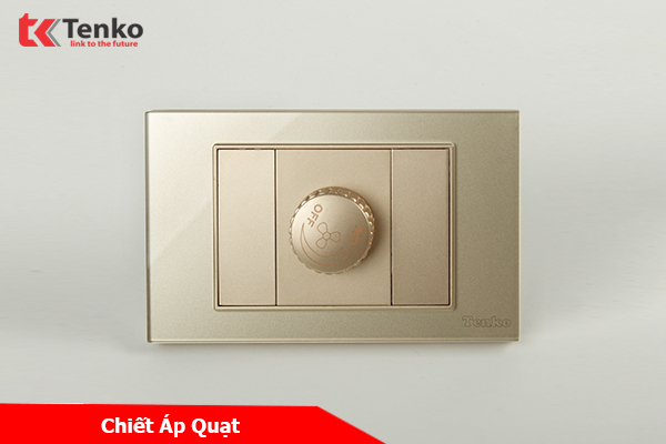 Chiết Áp Quạt Âm Tường Cao Cấp Mặt Kính Cường Lực Màu Vàng TK-C18-085