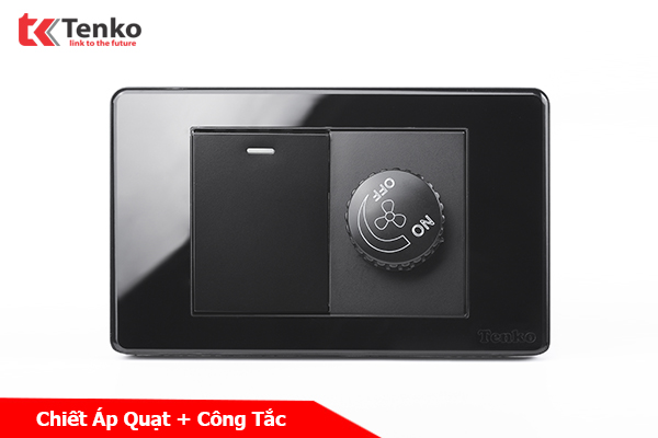 Chiết Áp Quạt+Công Tắc Mặt Nhựa Epoxy Âm Tường TENKO TK-C9-087 ĐEN