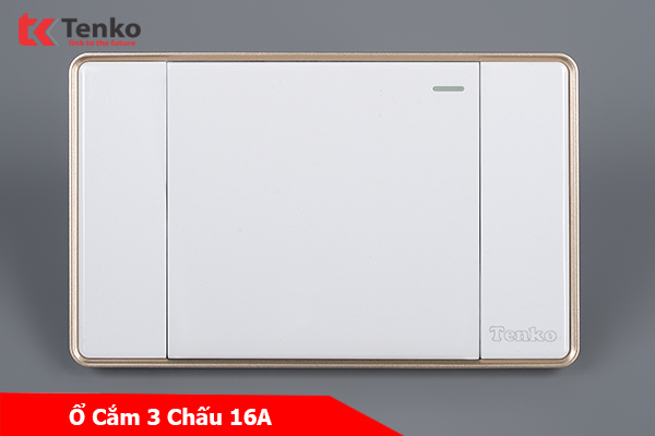 Công Tắc 1 Nút Tràn Viền Nhựa Cao Cấp Chính Hãng Tenko TK-C1-01 Trắng Viền Vàng